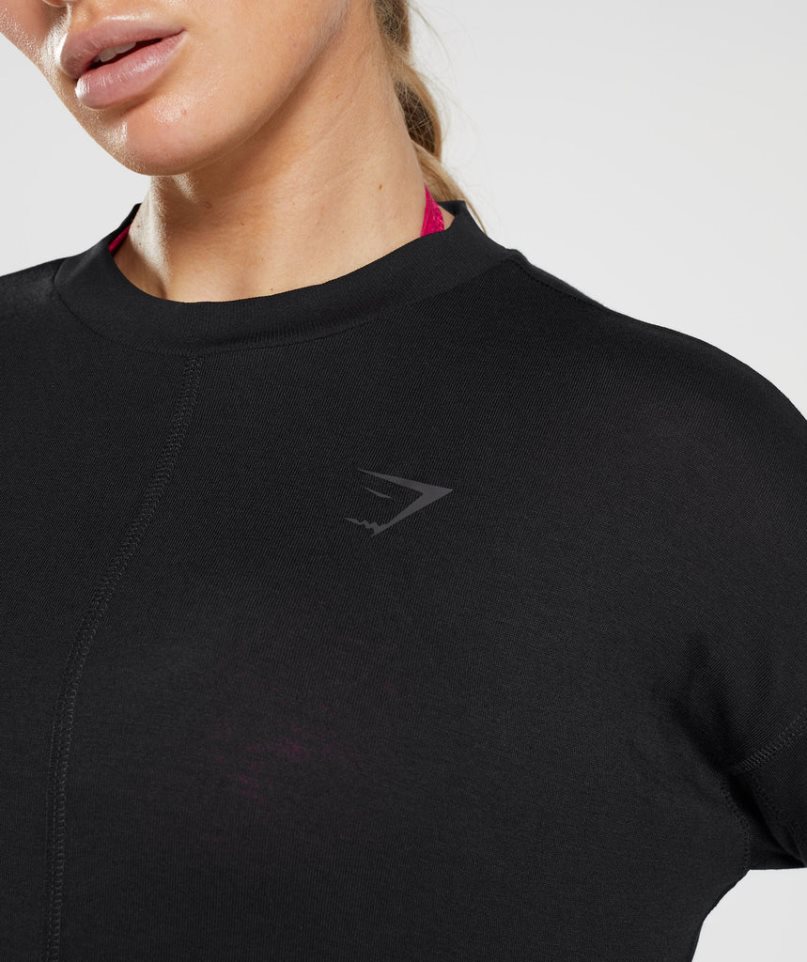 Koszulki Gymshark GS Power Long Sleeve Damskie Czarne | PL 948DXL